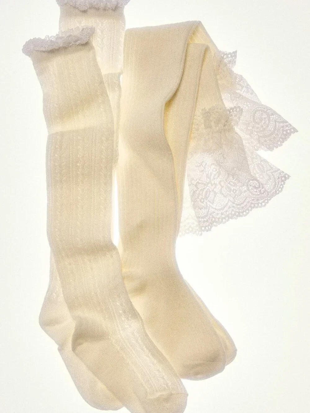 Free People Misty Net Pointelle Tall (Cream) NWT - Picture 2 of 3